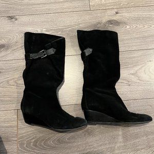 Nine West black suede boots size 5